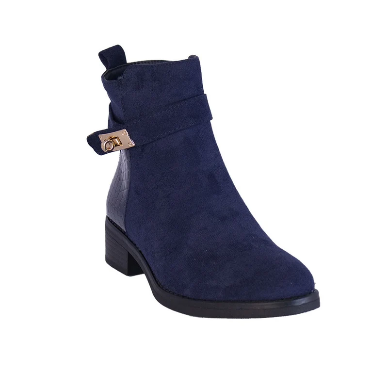 Europeon Union Women Dark Blue Chamois Half Boot #2270