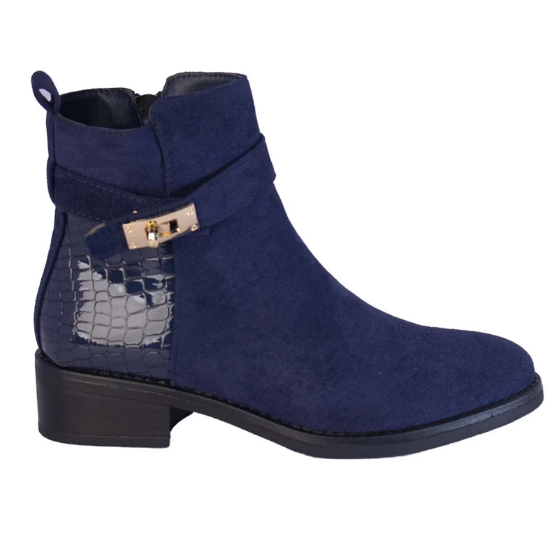 Europeon Union Women Dark Blue Chamois Half Boot #2270