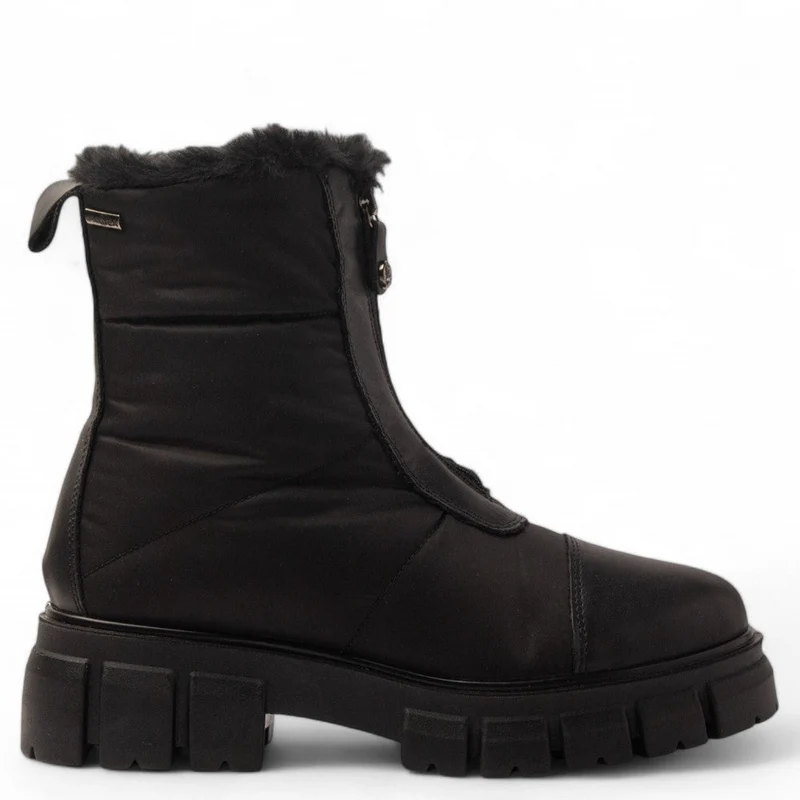 Italian Women Black N. Leather x Water Proof Half Boot #3632