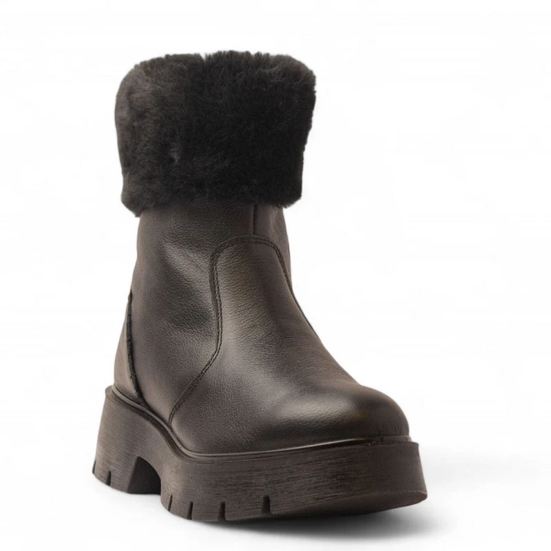 Italian Women Black Leather Half Boot #3627