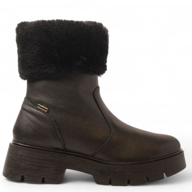 Italian Women Black Leather Half Boot #3627