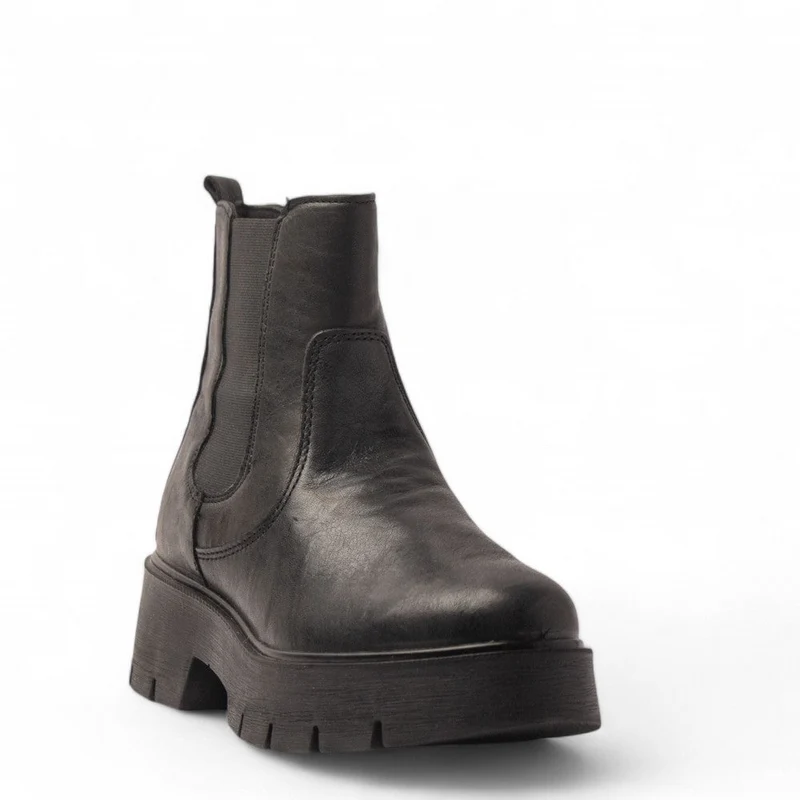 Italian Women Black Leather Half Boot #3626