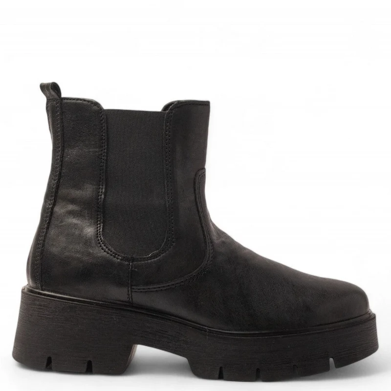 Italian Women Black Leather Half Boot #3626