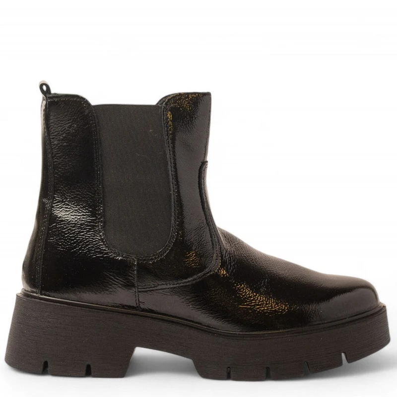 Italian Women Black Vernis Leather Half Boot #3625