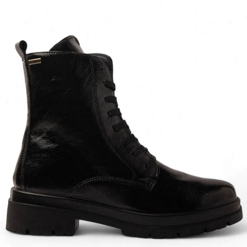 Italian Women Black Vernis Leather Half Boot #3624