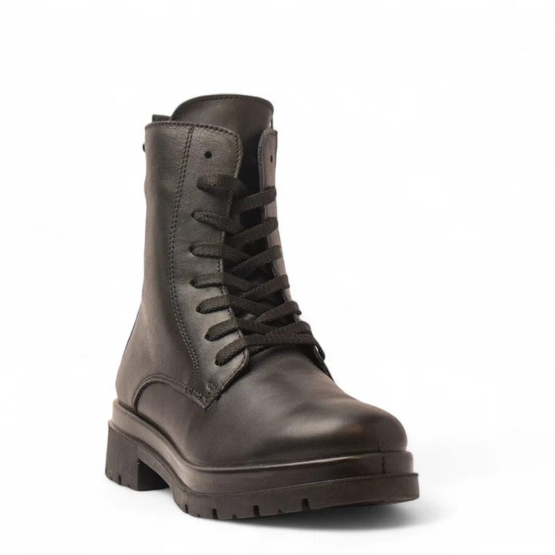 Italian Women Black Leather Half Boot #3623