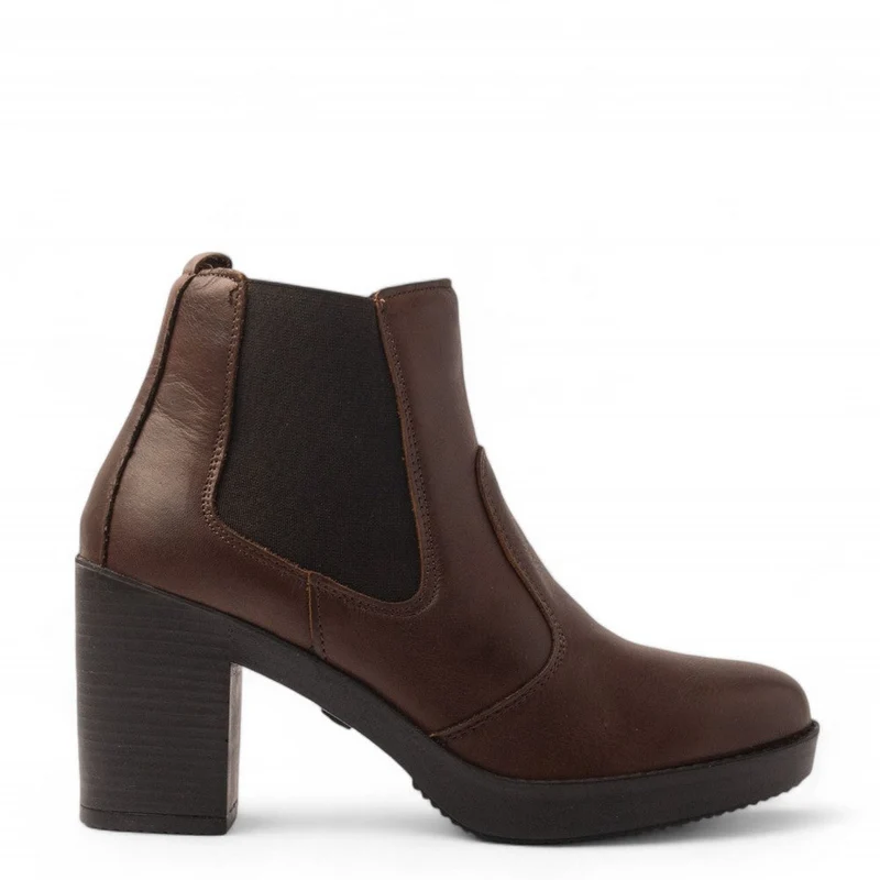 Italian Women Brown Leather Half Boot #3615