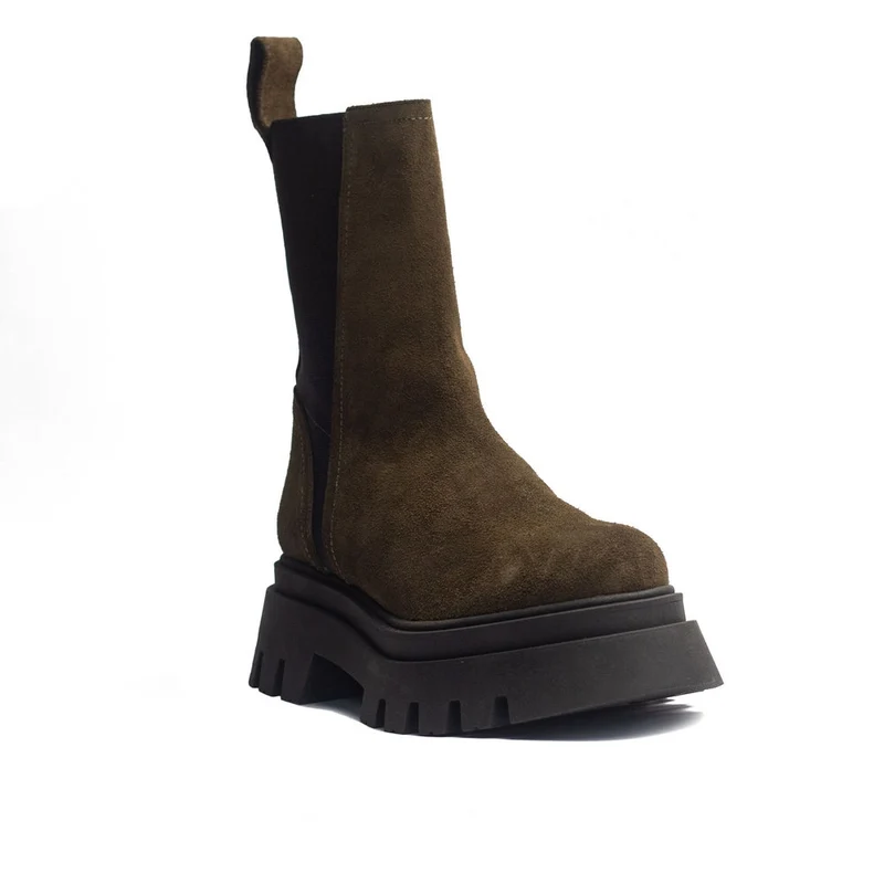 Spanish Women Kaki Chamois Half Boot #1529