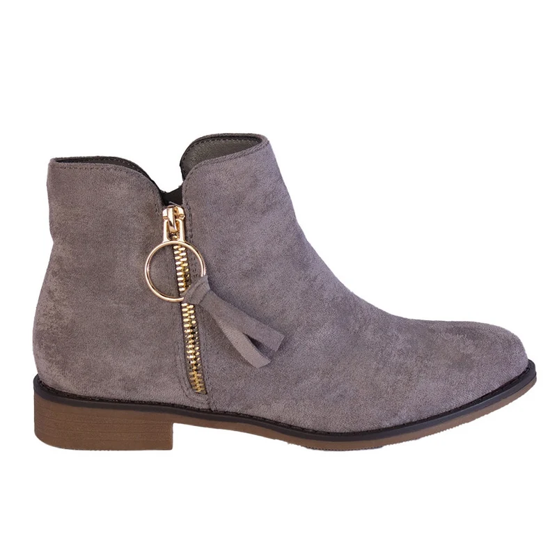 Europeon Union Women Grey Chamois Half Boot #2235