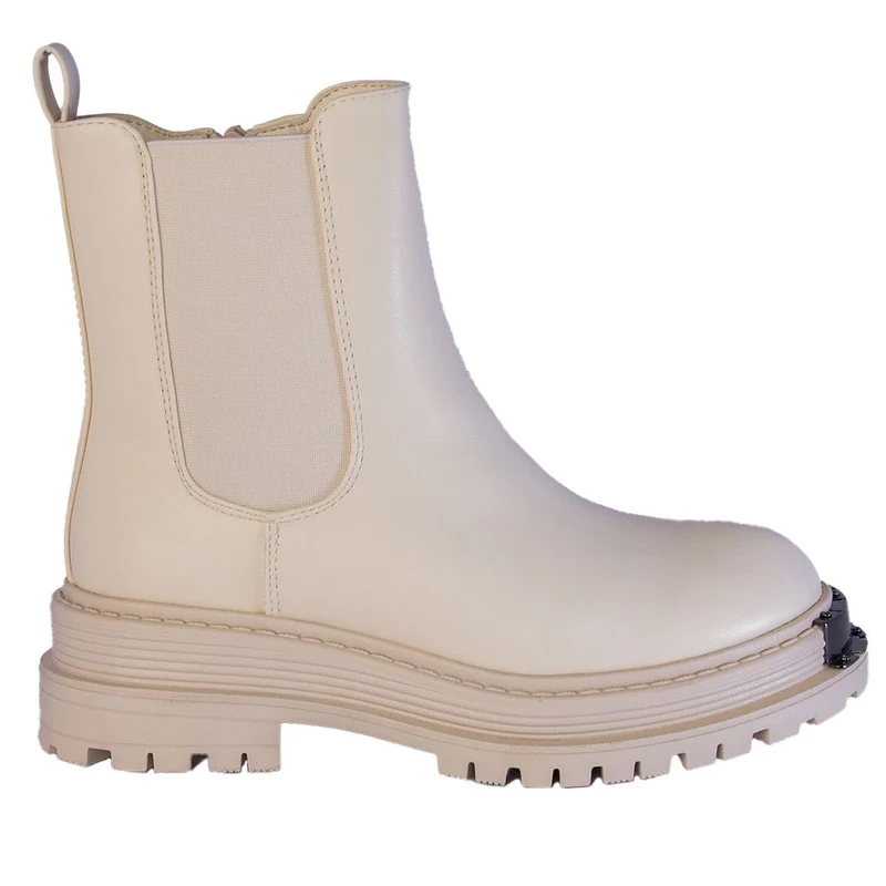 Europeon Union Women Off White Leather Half Boot #2233