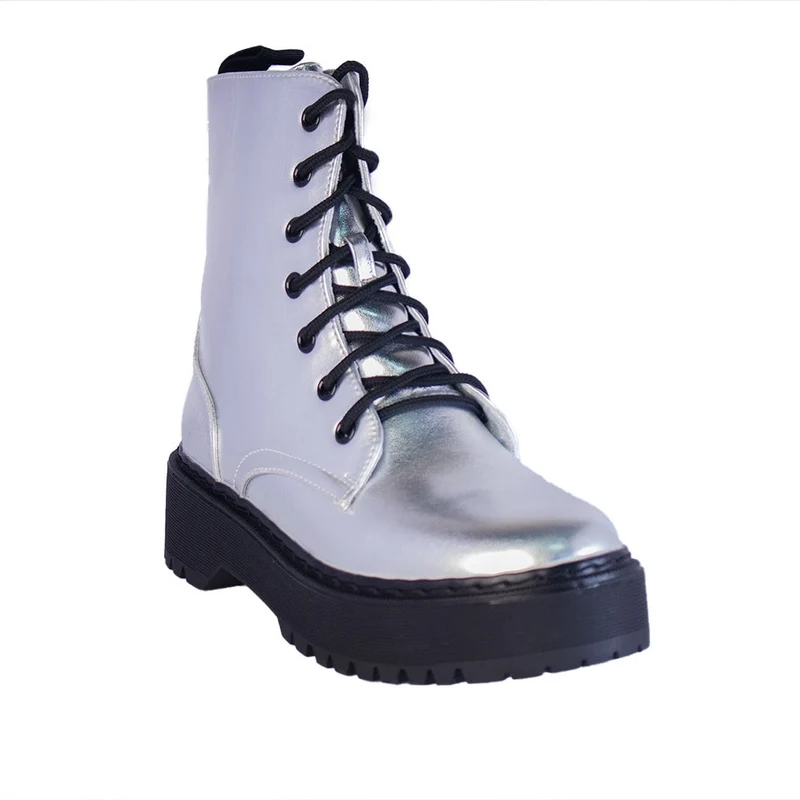 Europeon Union Women Silver Leather Half Boot #2221
