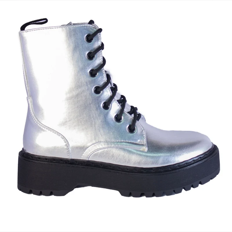 Europeon Union Women Silver Leather Half Boot #2221