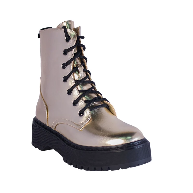 Europeon Union Women Gold Leather Half Boot #2220
