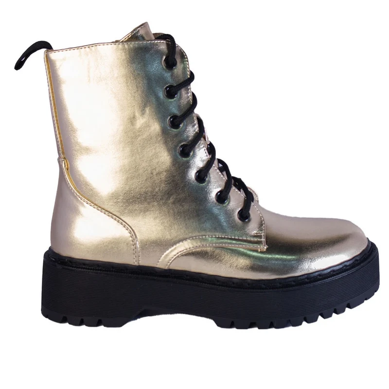 Europeon Union Women Gold Leather Half Boot #2220