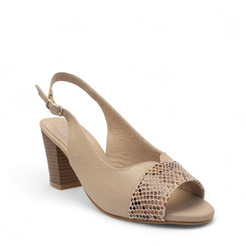 Women Beige Leather Sandal #2757