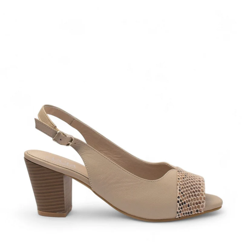 Women Beige Leather Sandal #2757