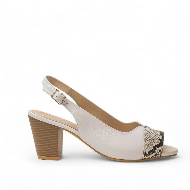 Women white Leather Sandal #2756