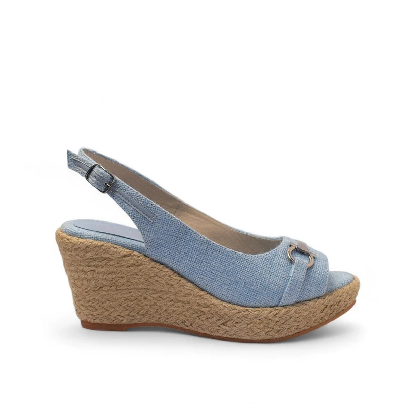 Women Light Blue LINEN Sandal #2742