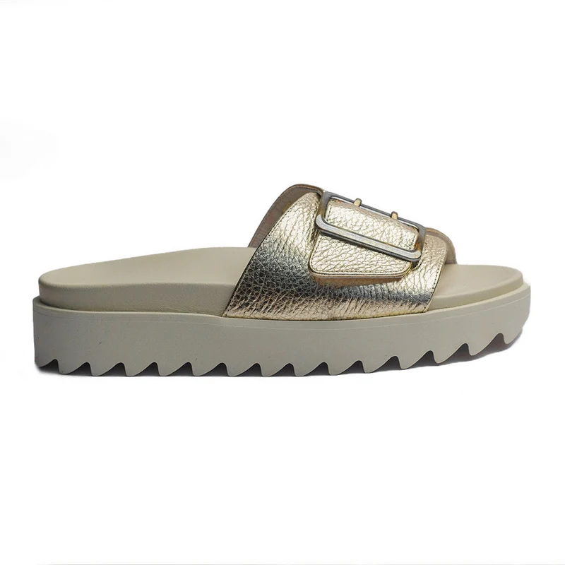 Spanish Women Gold Leather Wedges #1506
