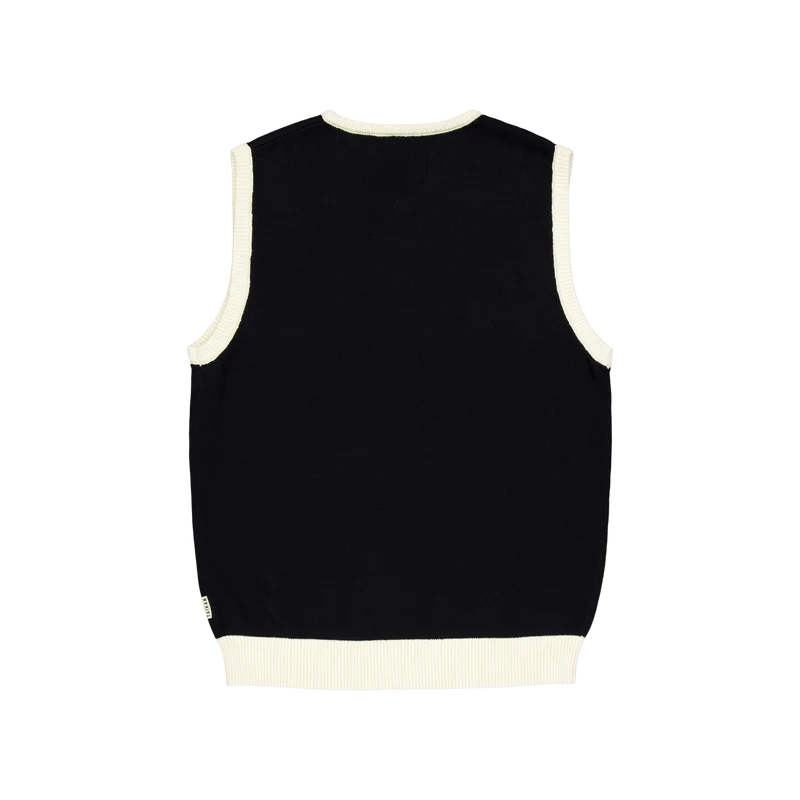 Knitted Sweater Vest-black/cre Black/cream
