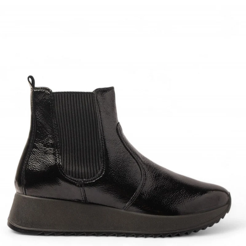 Italian Women Black Vernis Leather Half Boot #3609