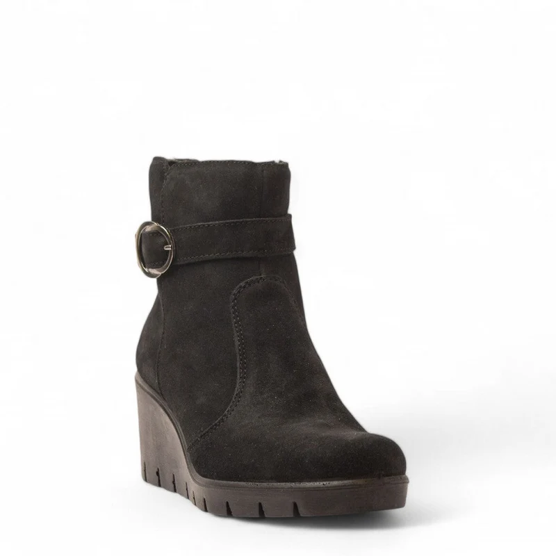 Italian Women Black Chamois Half Boot #3600