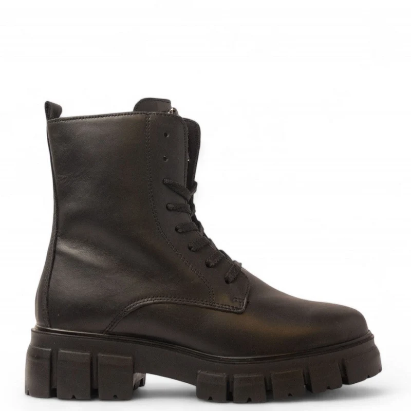 Italian Women Black Leather Half Boot #3599