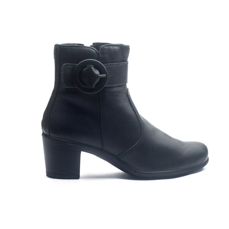 Italian Women Black Leather Half Boot #1176