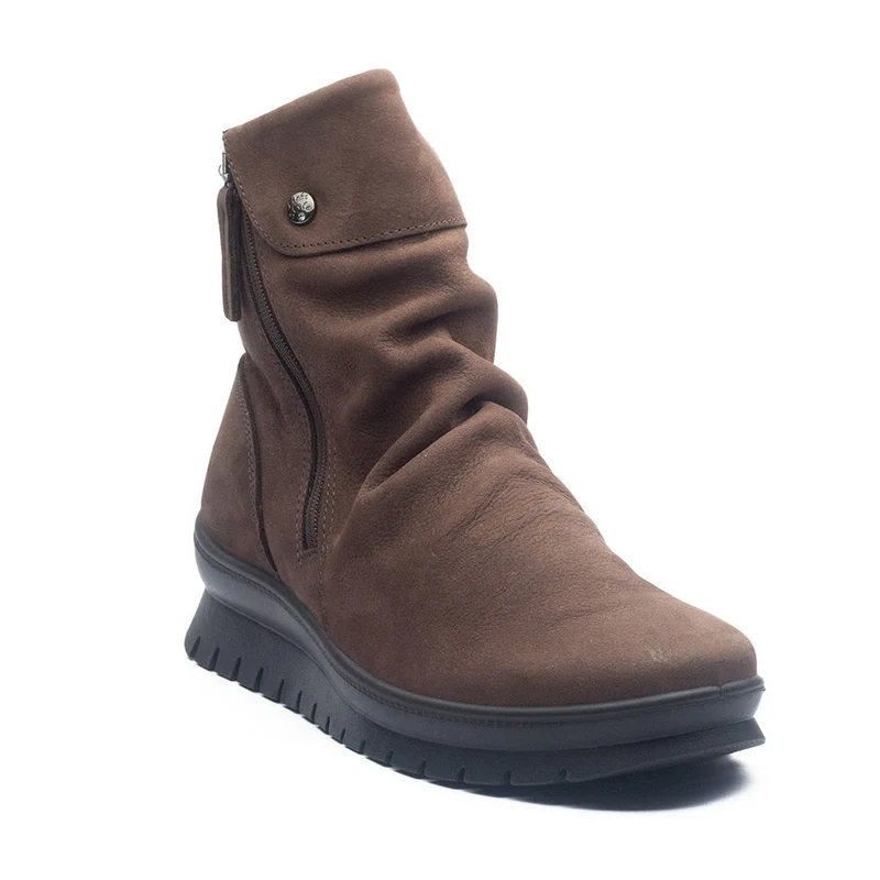 Italian Women Brown Leather Half Boot #1175