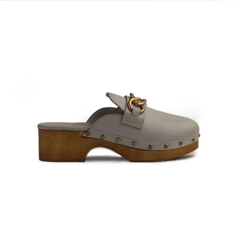 Italian Women Beige Leather Wedges #1275