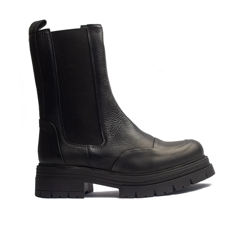 Spanish Women Black Leather Half Boot #1528
