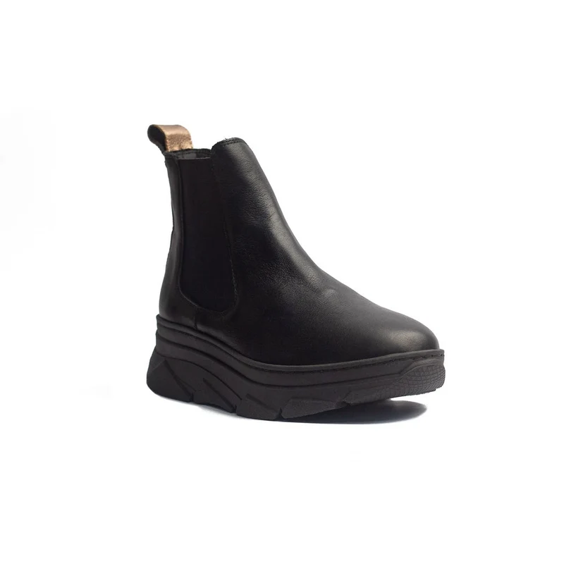 Spanish Women Black Leather Half Boot #1523
