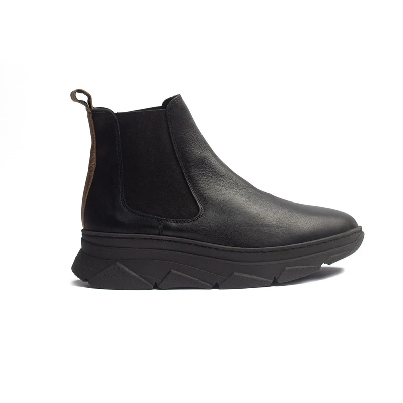 Spanish Women Black Leather Half Boot #1523