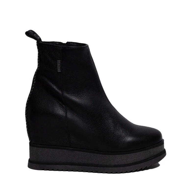 Spanish Women Black Leather Half Boot #0382
