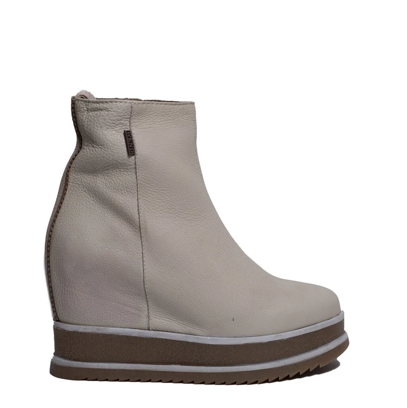 Spanish Women Creamy Leather Half Boot #0381