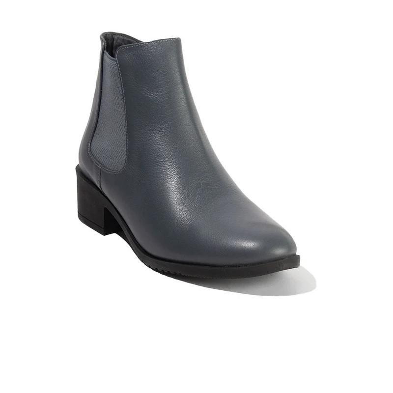 Women Grey Leather Half Boot #2631