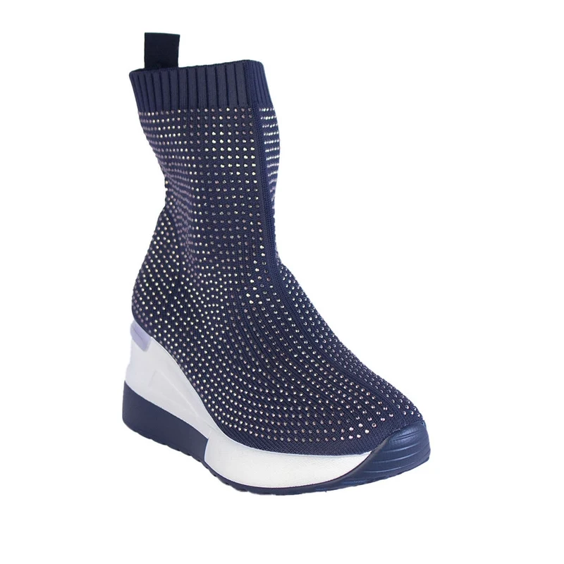 Europeon Union Women Dark Blue Cloth Half Boot #2210