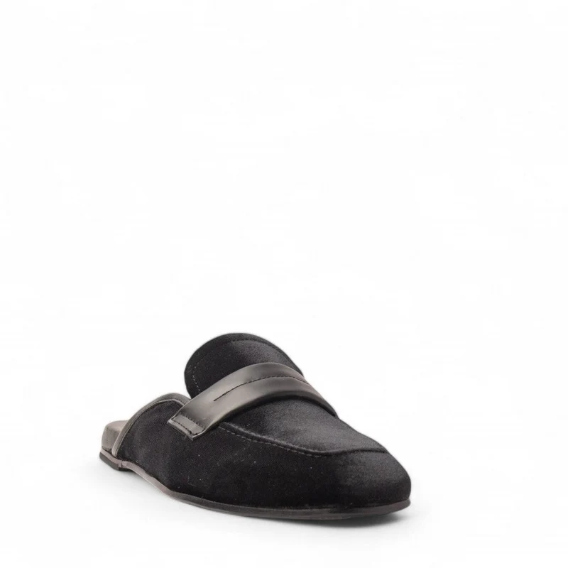 Italian Men Black Chamois Mules #4734