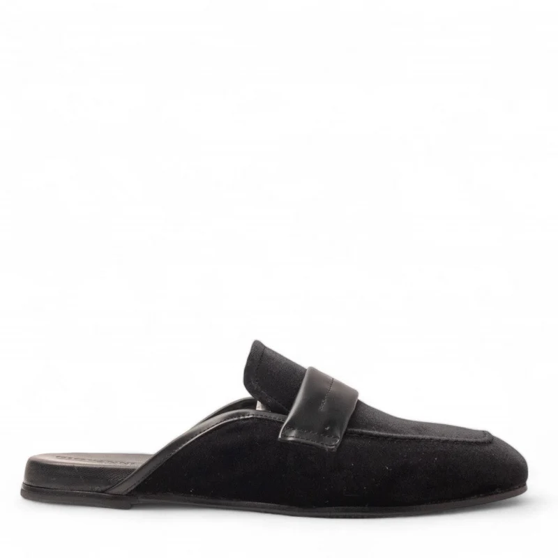 Italian Men Black Chamois Mules #4734