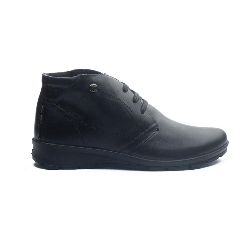 Italian Women Black Leather Half Boot #1171