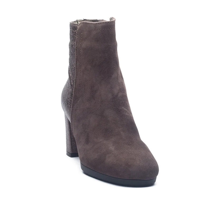 Italian Women Grey Chamois Half Boot #1163