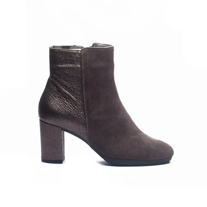 Italian Women Grey Chamois Half Boot #1163