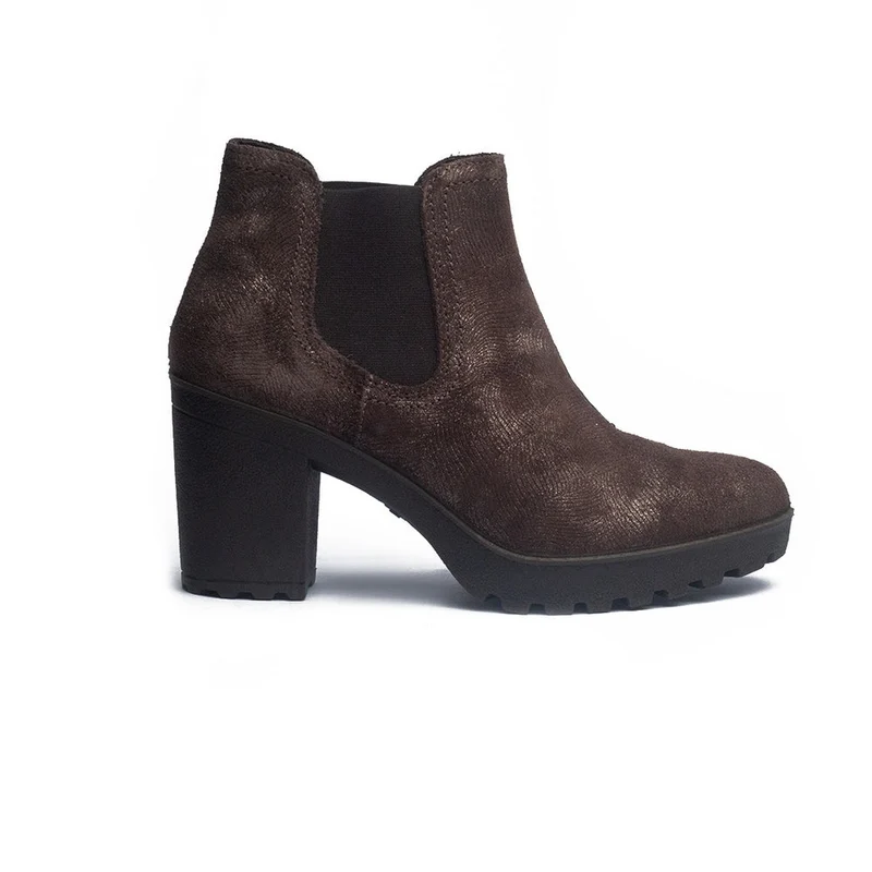 Italian Women Brown Leather Half Boot #1136