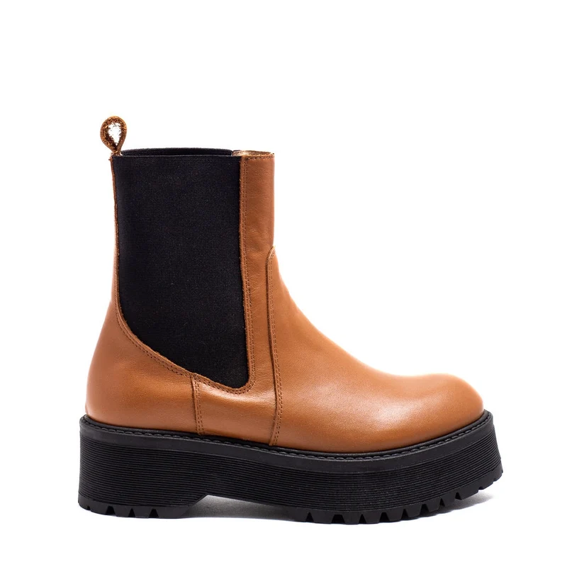 Italian Women Brown Leather Half Boot #0140