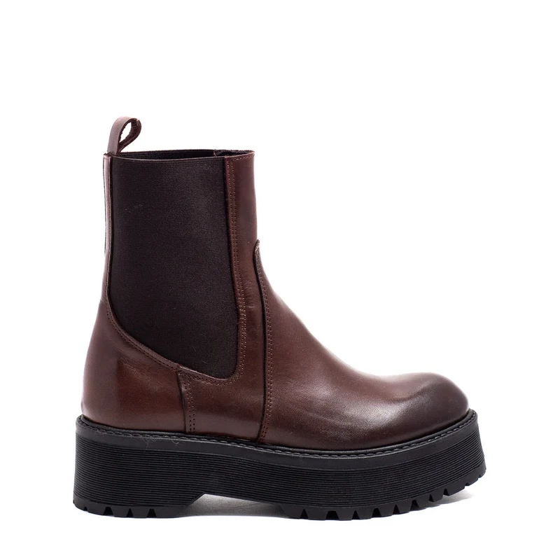 Italian Women Brown Leather Half Boot #0139