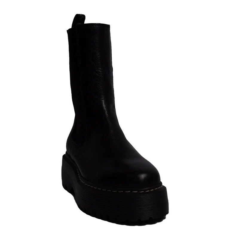 Spanish Women Black Leather Half Boot #0368