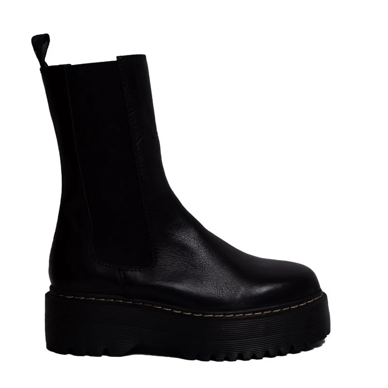 Spanish Women Black Leather Half Boot #0368