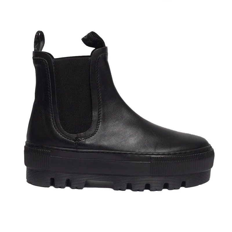 Spanish Women Black Leather Half Boot #0367