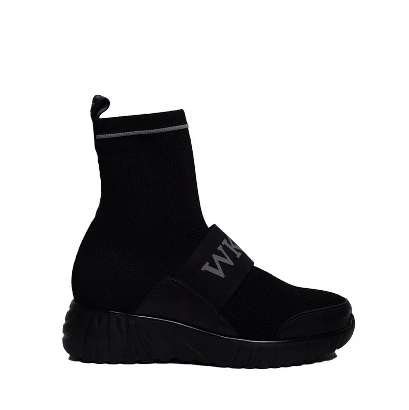 Spanish Women Black Cloth Half Boot #0361