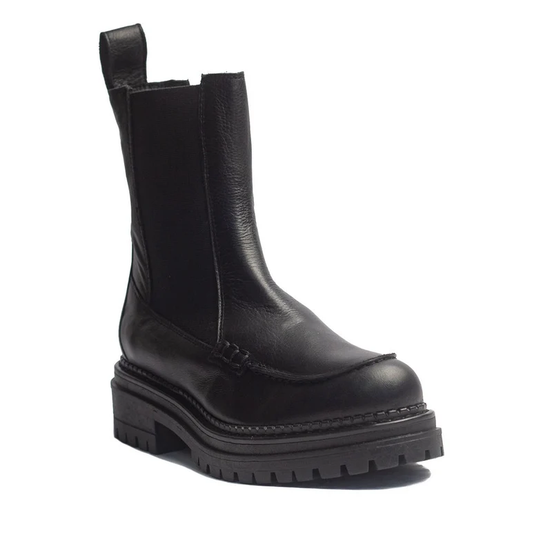 Spanish Women Black Leather Half Boot #1538